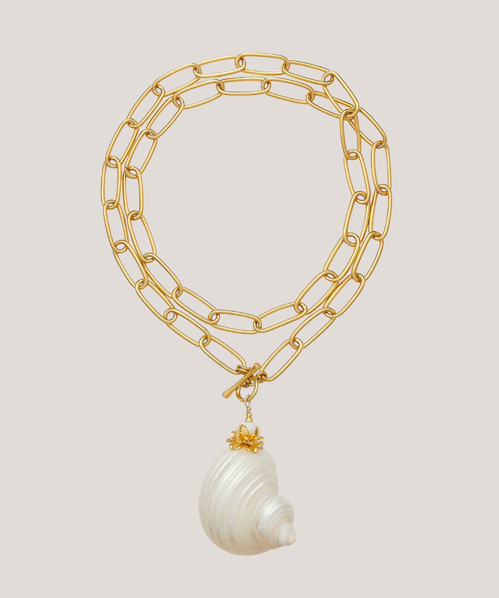 BRINKER + ELIZA SIRENA GOLD-PLATED SHELL NECKLACE