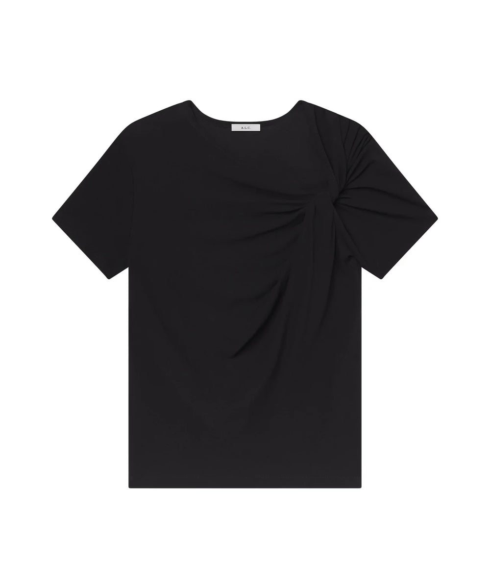 LIZ AZYMMETRIC COTTON CREPE TEE