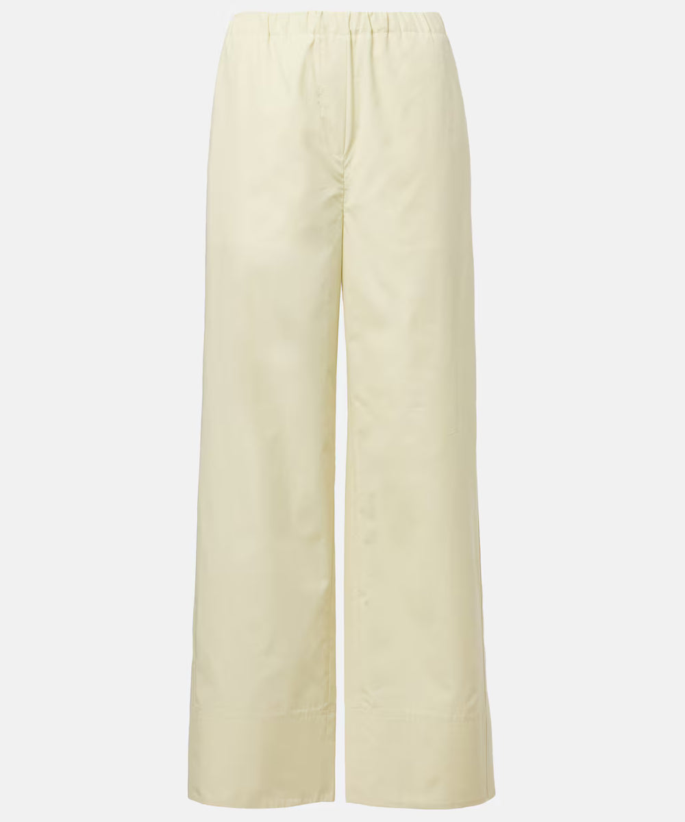 COTTON POPLIN WIDE-LEG PANTS