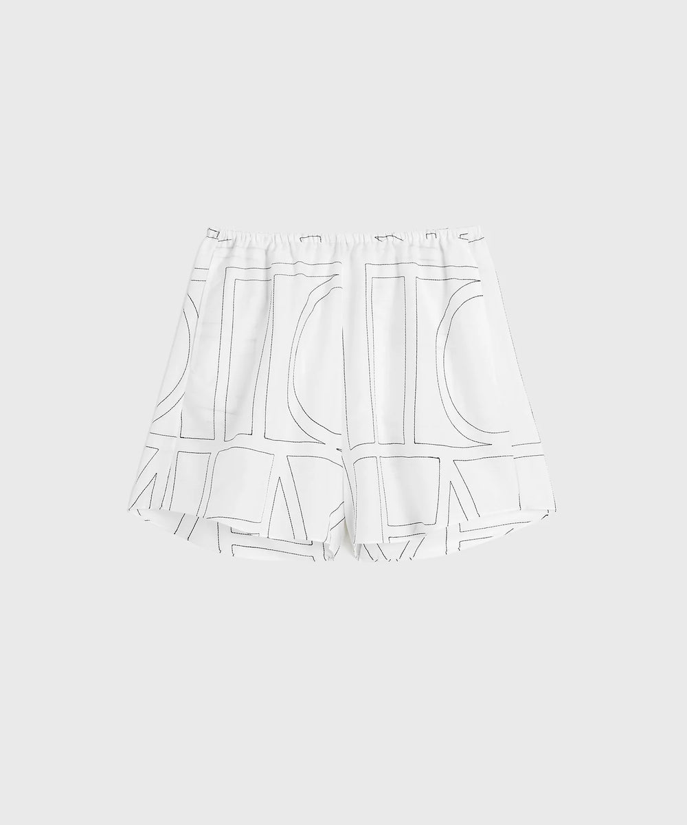 MONOGRAM COTTON PJ SHORTS WHITE/BLACK
