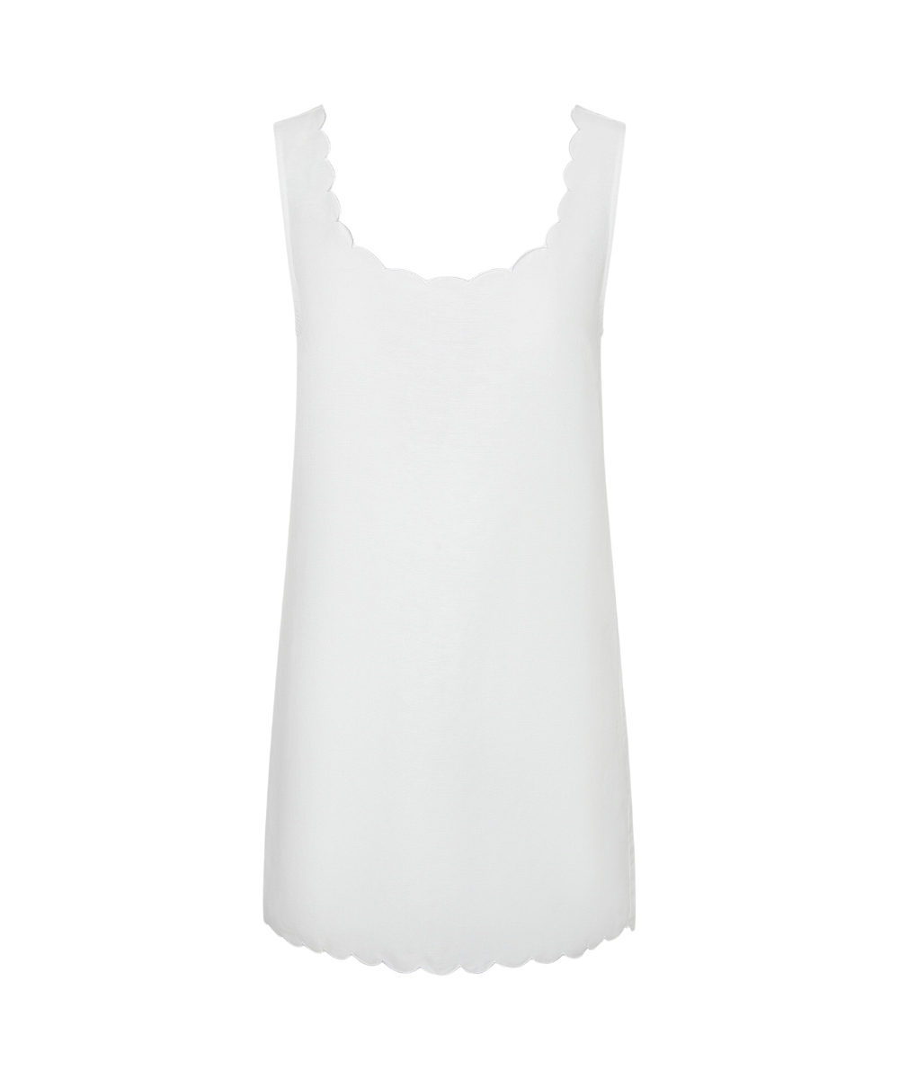 AIR LINEN SCALLOP SHIFT DRESS