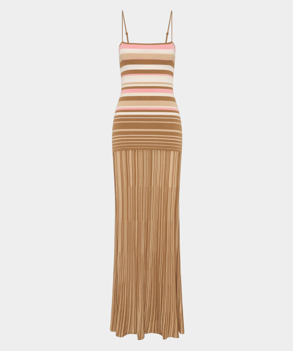 ESENIA KNIT DRESS PUCE SEPIA STRIPE