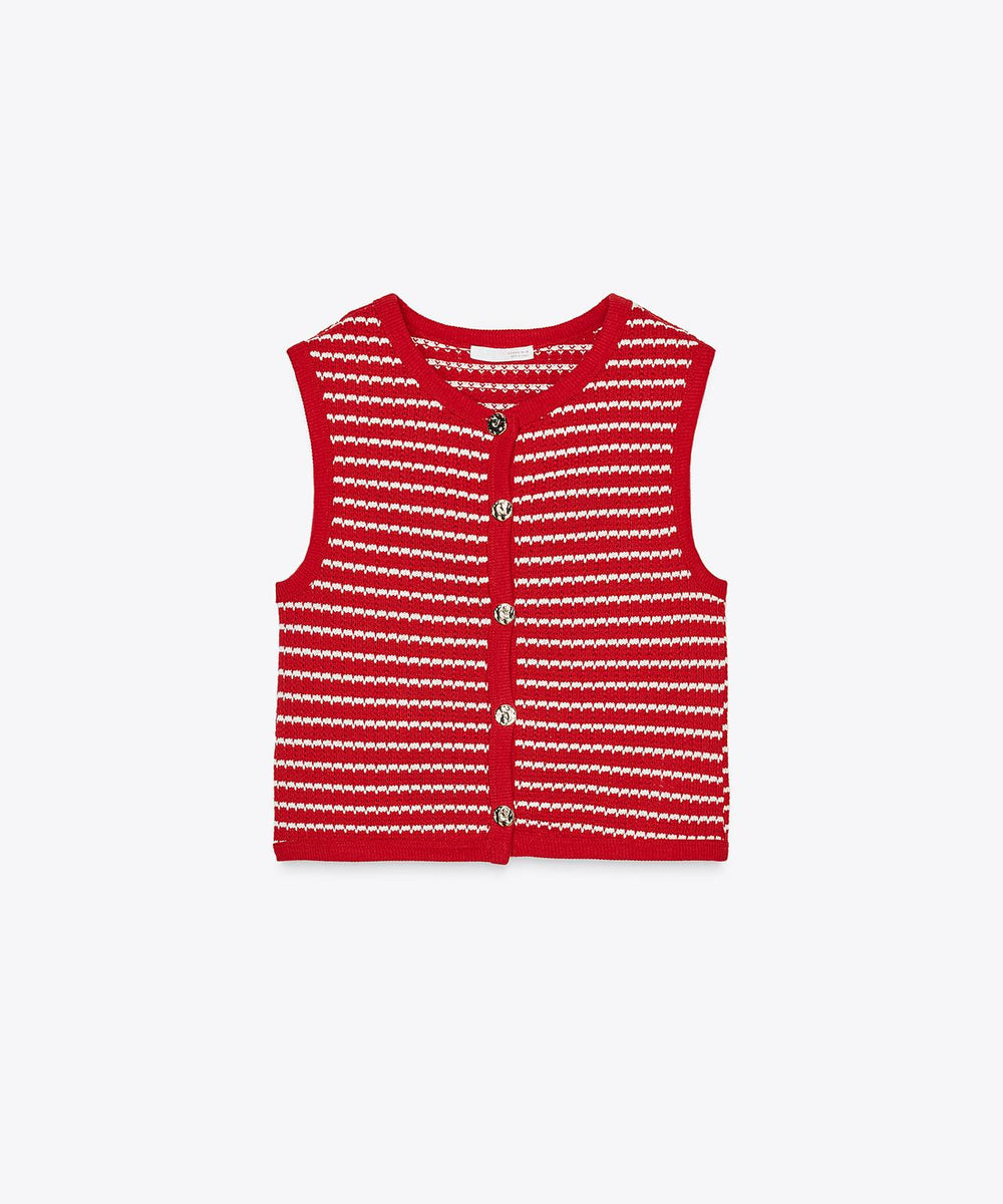 BUTTONED JACQUARD VEST TOP